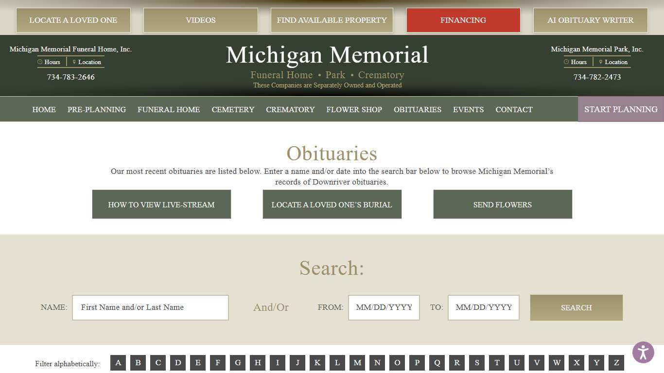 OBITUARIES - Michigan Memorial Funeral Home